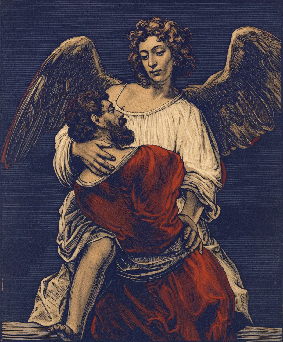 Jacob Wrestling with the Angel by Rembrandt van Rijn