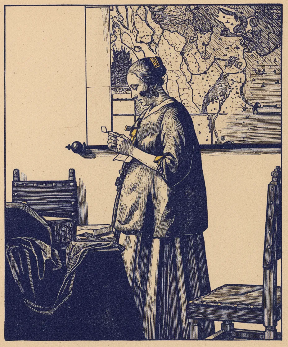 Woman Reading a Letter by Johannes Vermeer